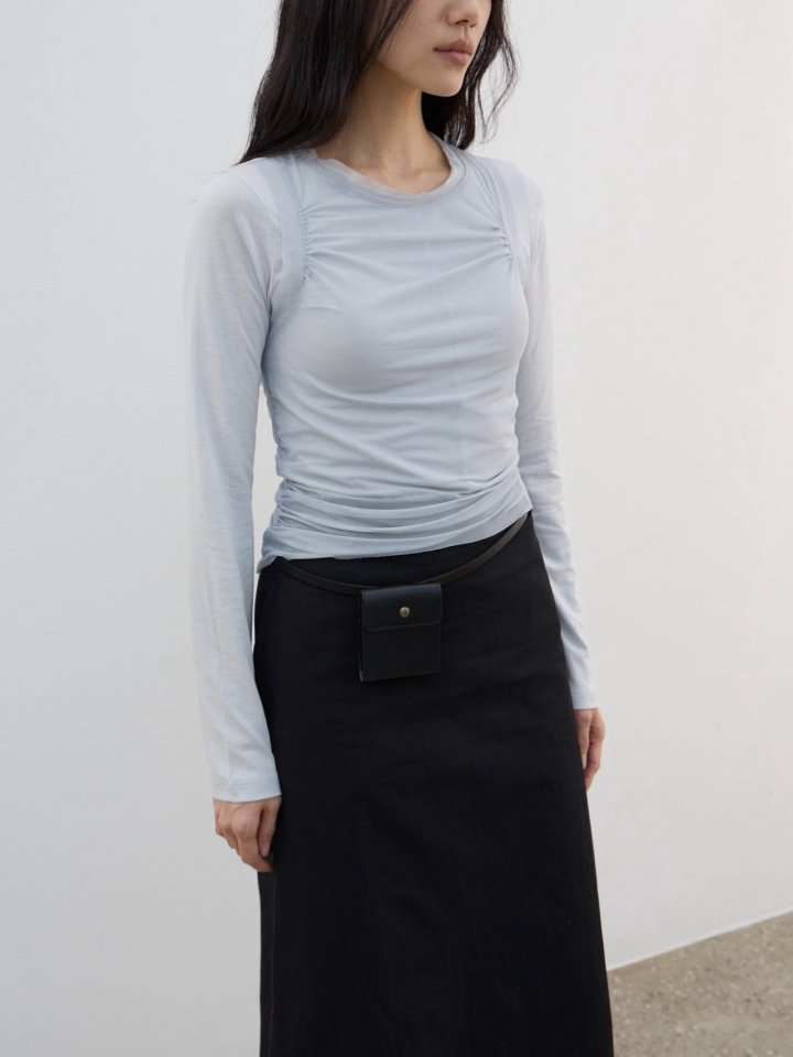 Lenoii - Korean Women Fashion - #womensfashion - Bonnie Mesh Shirring Set Tee - 6