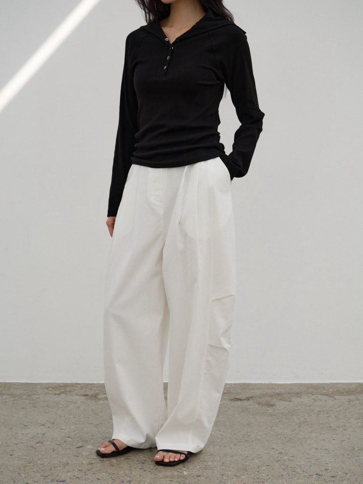 Lenoii - Korean Women Fashion - #womensfashion - Cotton Wide Curve Pants