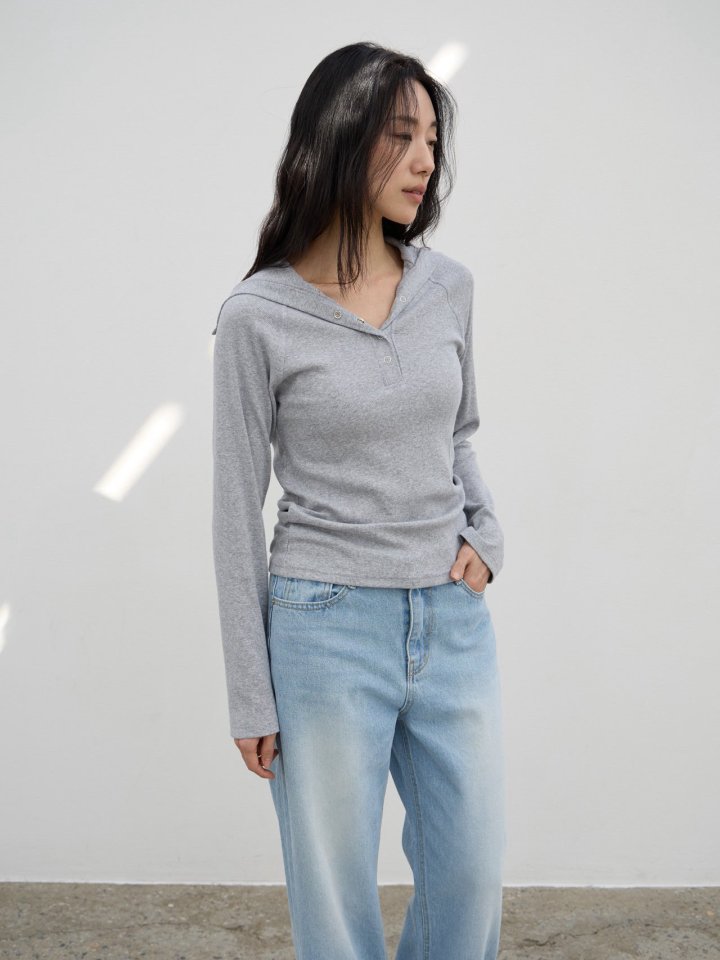 Lenoii - Korean Women Fashion - #womensfashion - Sailor Collar Button Tee - 2