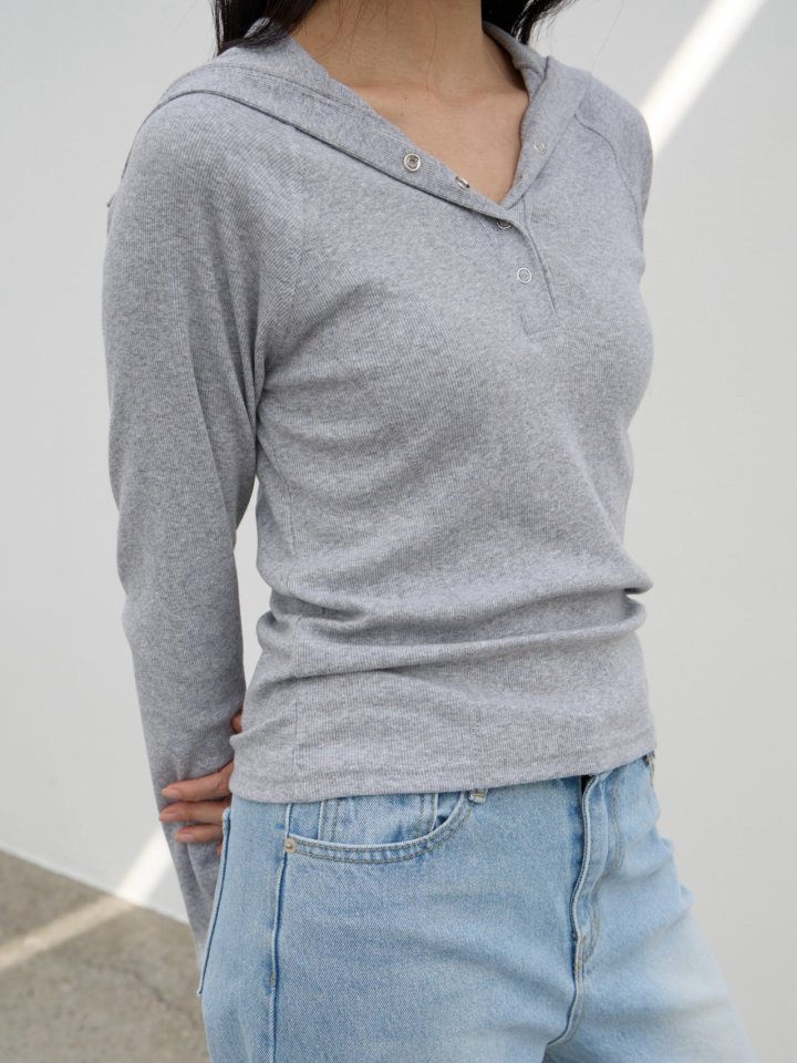 Lenoii - Korean Women Fashion - #womensfashion - Sailor Collar Button Tee - 6