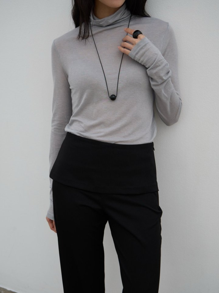 Lenoii - Korean Women Fashion - #womensfashion - Sheer High Neck Tee - 5