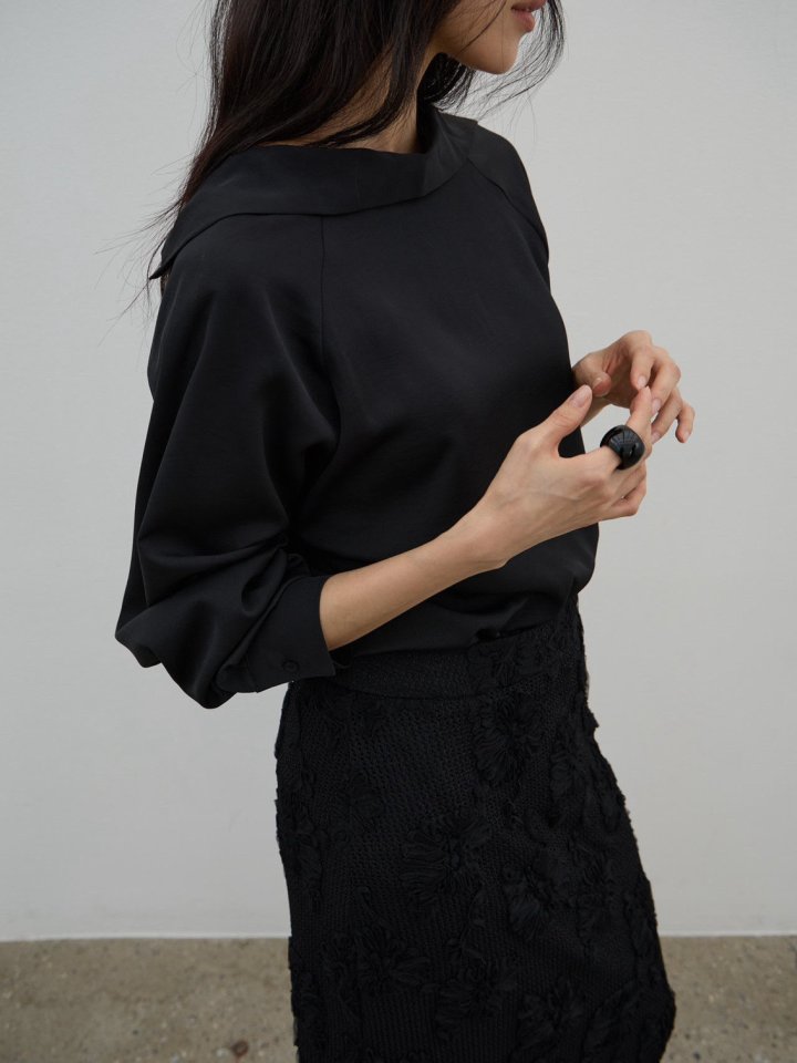 Two-Way High Neck Satin Blouse by Lenoii for Women - view 11