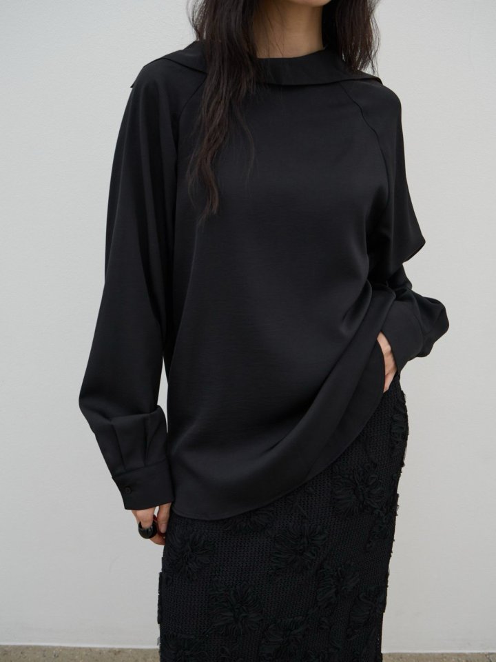 Two-Way High Neck Satin Blouse by Lenoii for Women - view 9