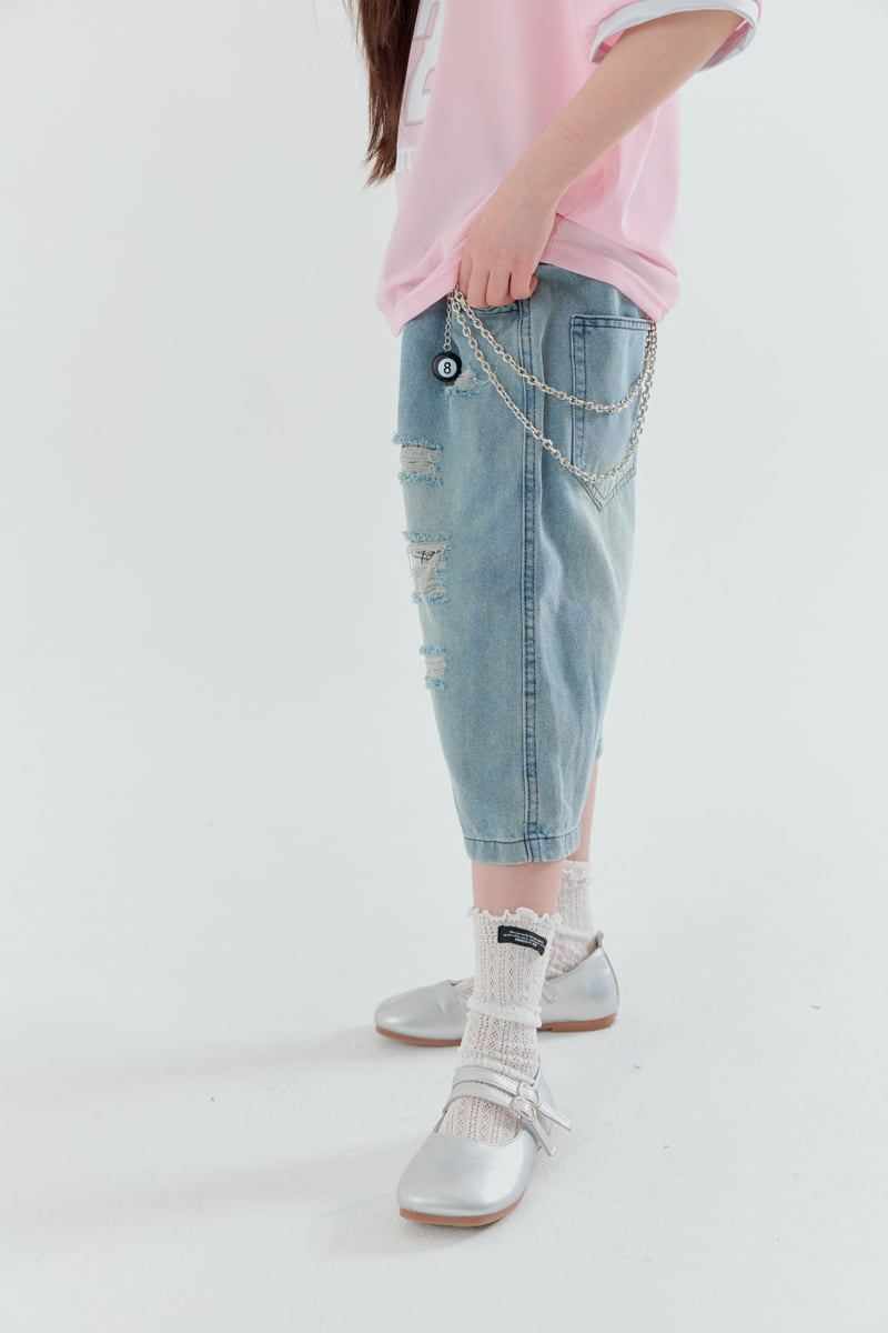 Lilas - Korean Children Fashion - #toddlerclothing - Chain Bermuda Pants - 10