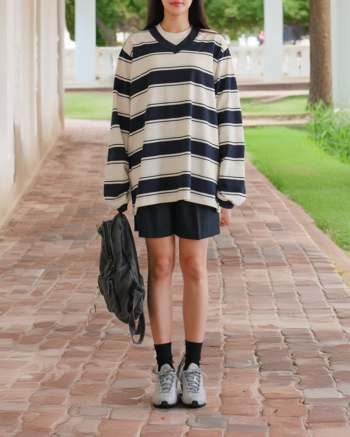 Lovely - Korean Women Fashion - #momslook - Mega V-Neck Tee