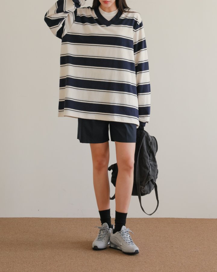 Lovely - Korean Women Fashion - #momslook - Mega V-Neck Tee - 5