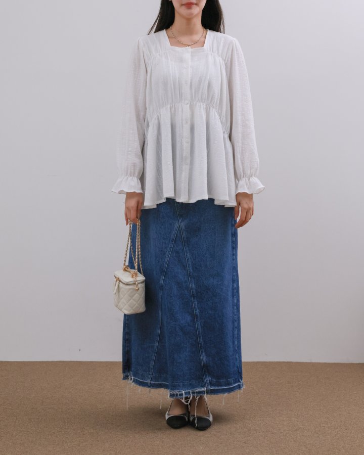 Lovely - Korean Women Fashion - #momslook - Square Shirring Blouse