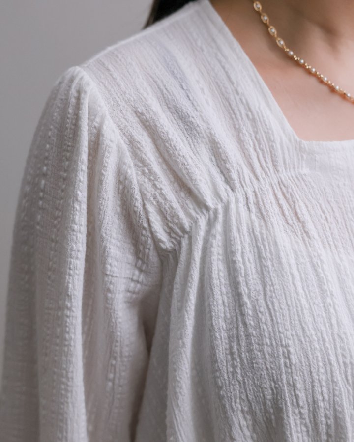 Lovely - Korean Women Fashion - #momslook - Square Shirring Blouse - 11
