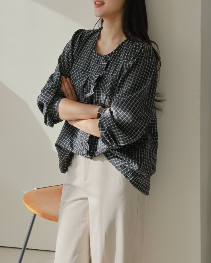 Lovely - Korean Women Fashion - #momslook - Latte Frill Blouse - 11