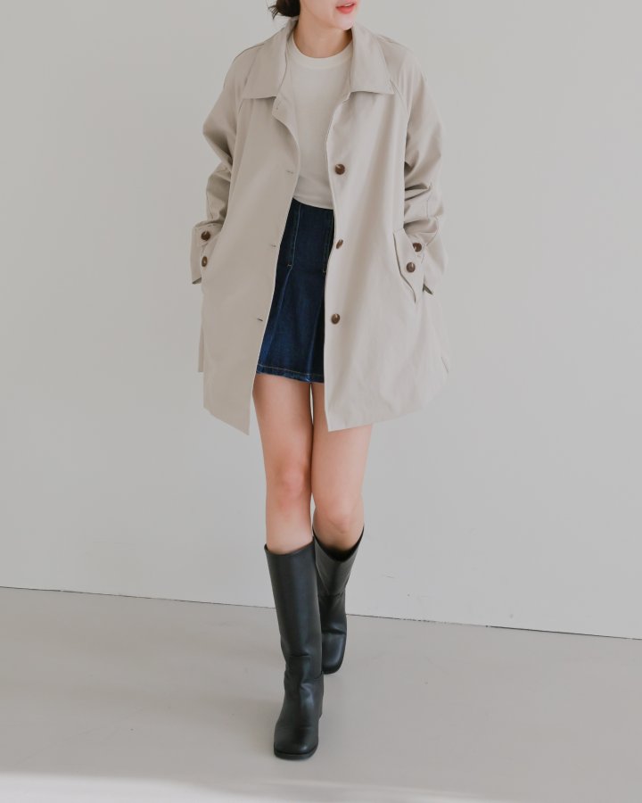 Lovely - Korean Women Fashion - #pursuepretty - Motion Half Trench Coat - 5