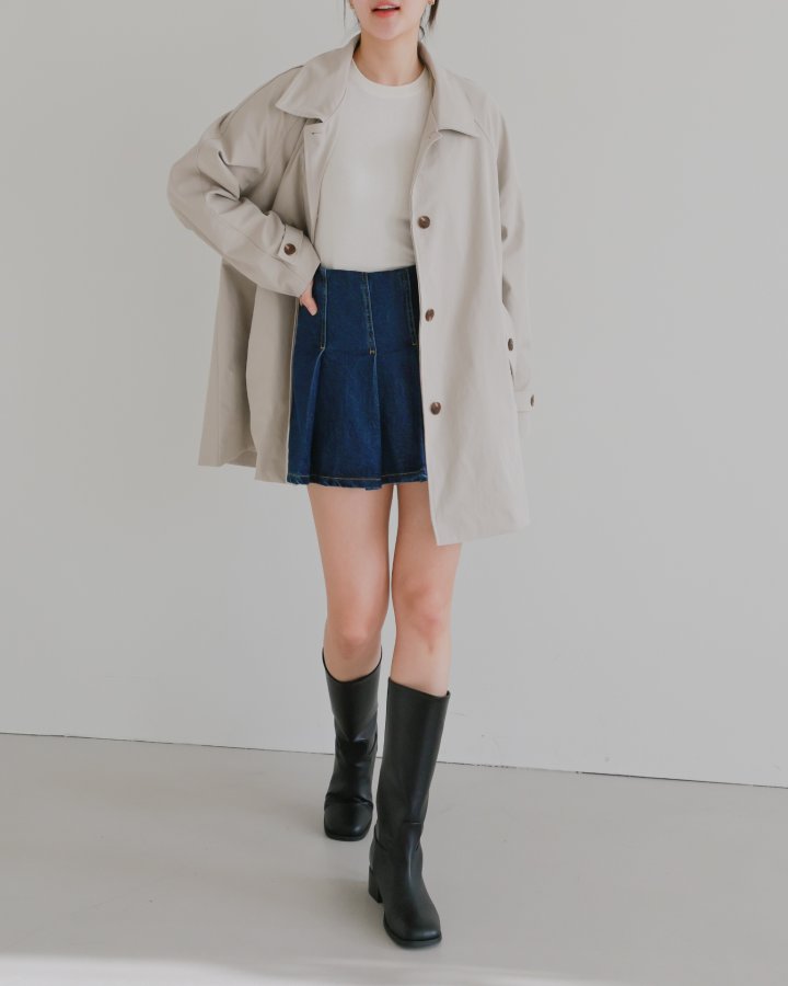Lovely - Korean Women Fashion - #romanticstyle - Motion Half Trench Coat - 7