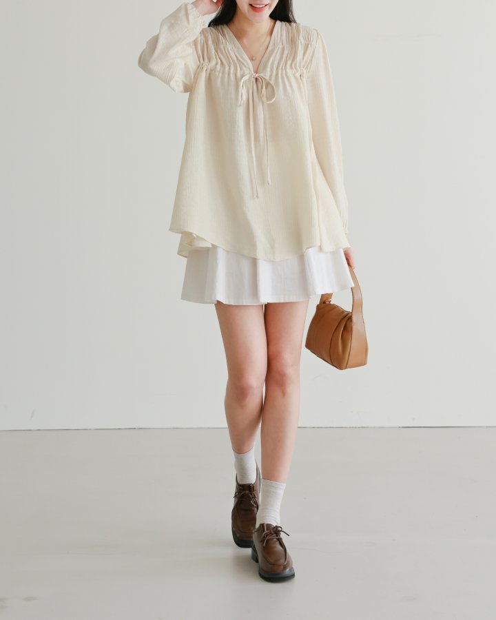 Lovely - Korean Women Fashion - #restrostyle - Lala Ribbon Blouse - 4