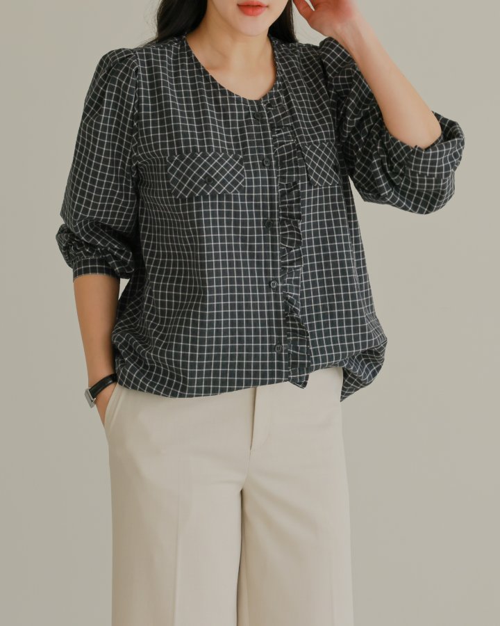 Lovely - Korean Women Fashion - #shopsmall - Latte Frill Blouse - 6