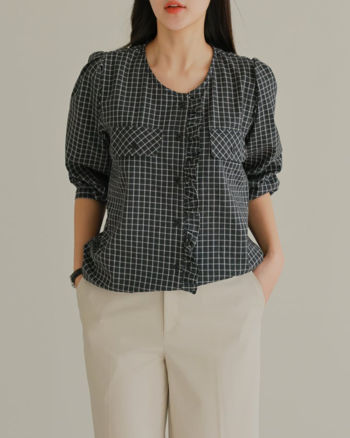 Lovely - Korean Women Fashion - #thatsdarling - Latte Frill Blouse - 7