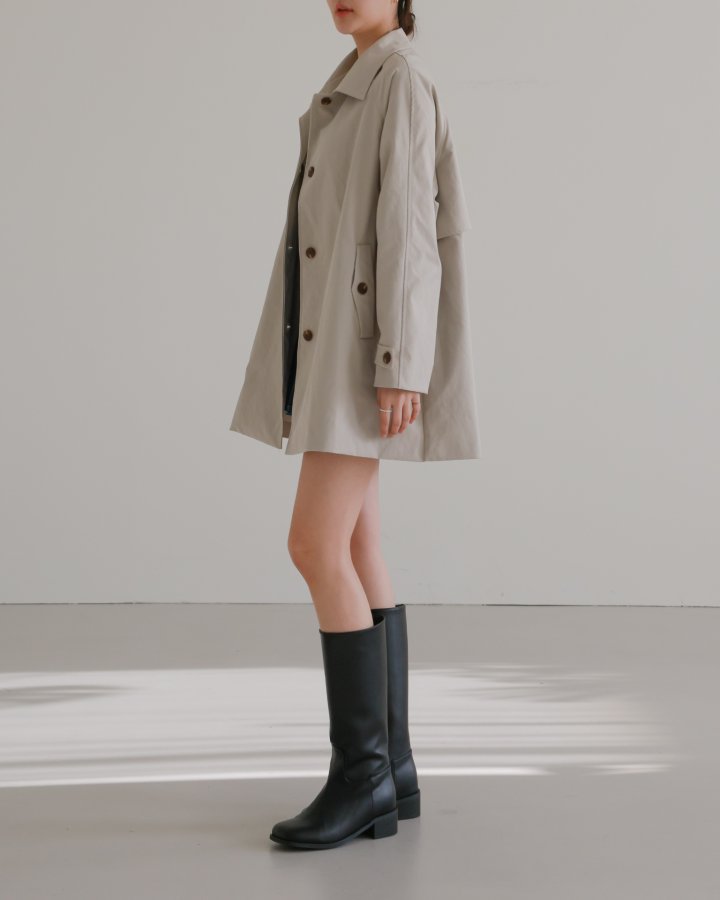 Lovely - Korean Women Fashion - #vintageinspired - Motion Half Trench Coat - 3