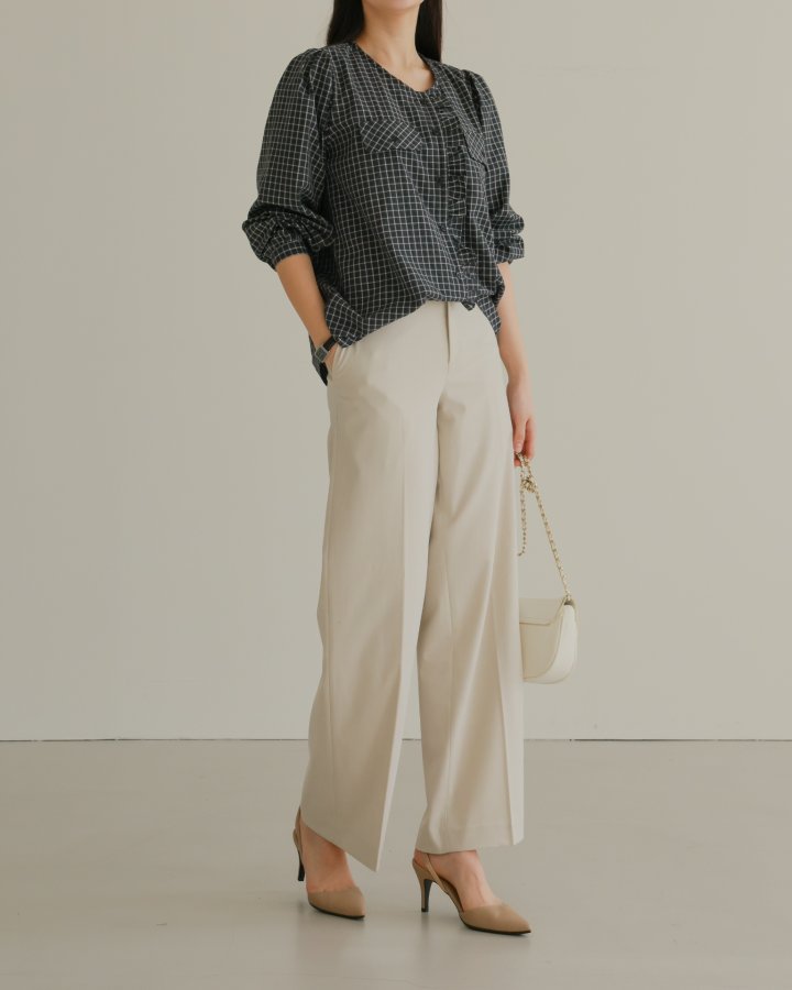 Lovely - Korean Women Fashion - #vintageinspired - Latte Frill Blouse