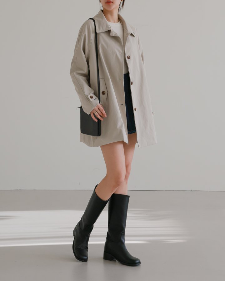 Lovely - Korean Women Fashion - #vintageinspired - Motion Half Trench Coat - 4