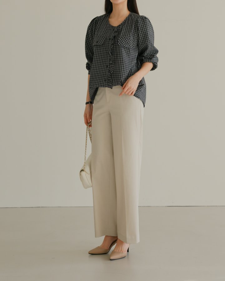Lovely - Korean Women Fashion - #vintagekidsstyle - Latte Frill Blouse - 2
