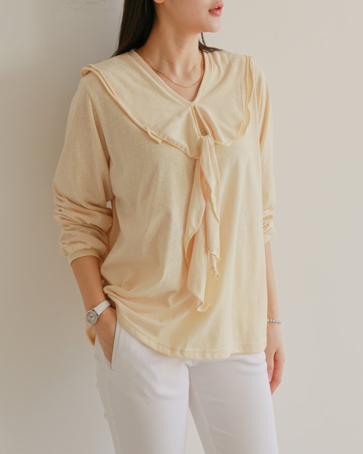 Lovely - Korean Women Fashion - #womensfashion - Sunny Ribbon Tee - 10