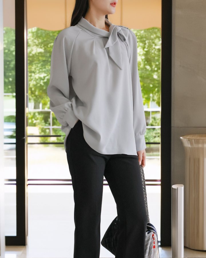Lovely - Korean Women Fashion - #womensfashion - Side Tie Blouse - 12