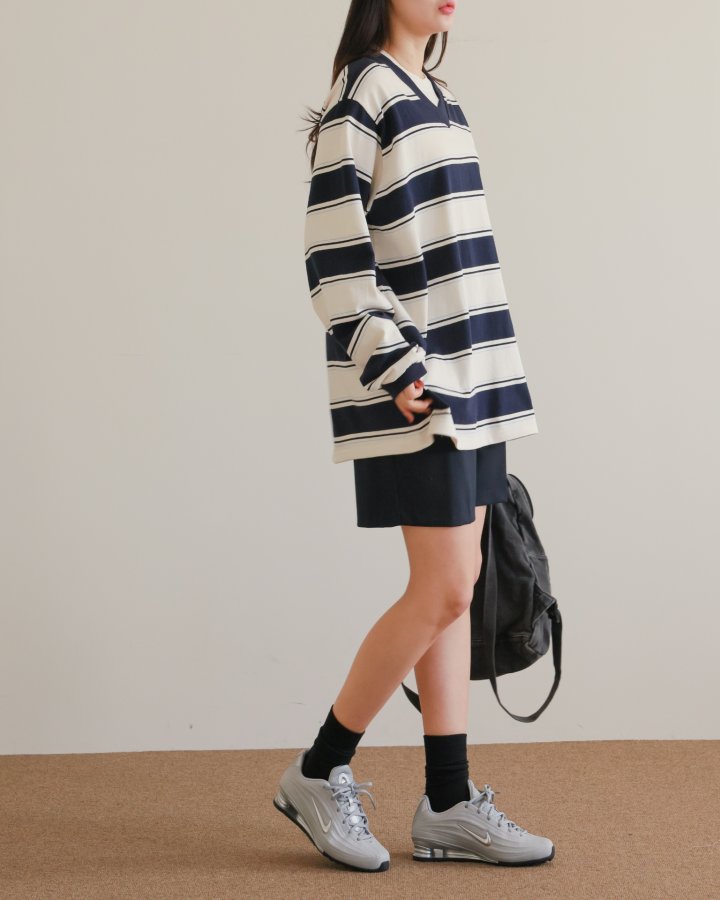 Lovely - Korean Women Fashion - #momslook - Mega V-Neck Tee - 4