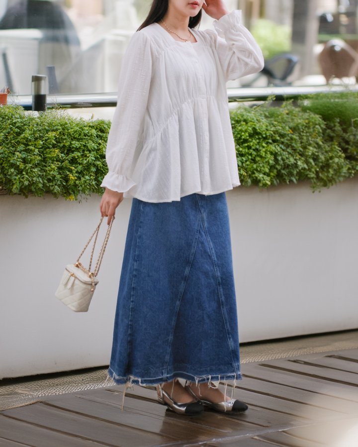 Lovely - Korean Women Fashion - #womensfashion - Square Shirring Blouse - 10