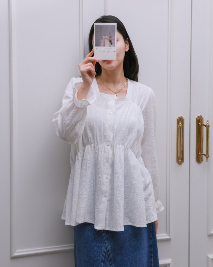 Lovely - Korean Women Fashion - #womensfashion - Square Shirring Blouse - 8