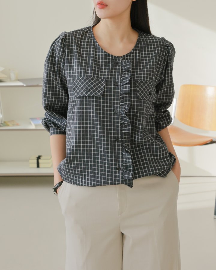 Lovely - Korean Women Fashion - #womensfashion - Latte Frill Blouse - 12