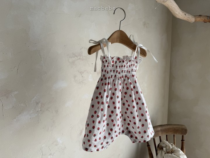 Mac - Korean Baby Fashion - #babygirlfashion - Cotton Smock Suit (Strawberry) - 6