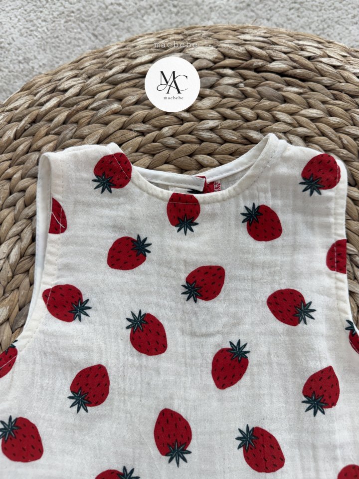 Mac - Korean Baby Fashion - #babygirlfashion - Back Button Yoru All-in-One (Strawberry) - 3