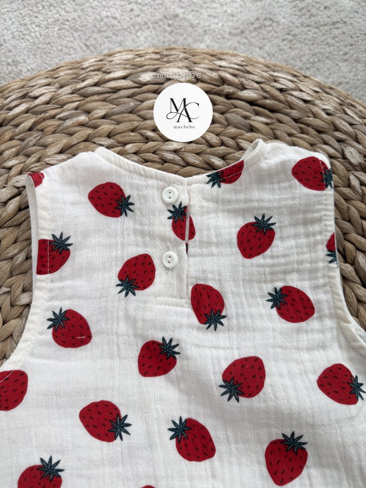 Mac - Korean Baby Fashion - #babygirlfashion - Back Button Yoru All-in-One (Strawberry) - 4