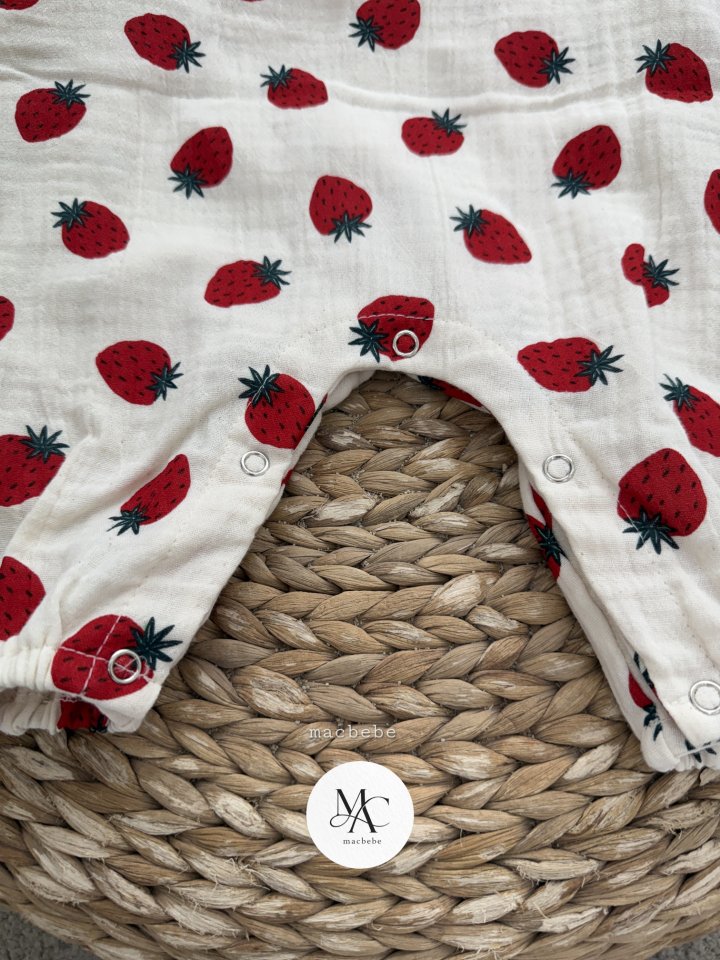 Mac - Korean Baby Fashion - #babyoninstagram - Back Button Yoru All-in-One (Strawberry) - 5