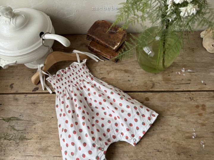 Mac - Korean Baby Fashion - #babyoutfit - Cotton Smock Suit (Strawberry) - 10