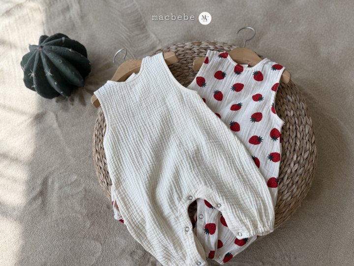 Mac - Korean Baby Fashion - #babyoutfit - Back Button Yoru All-in-One (Strawberry) - 7