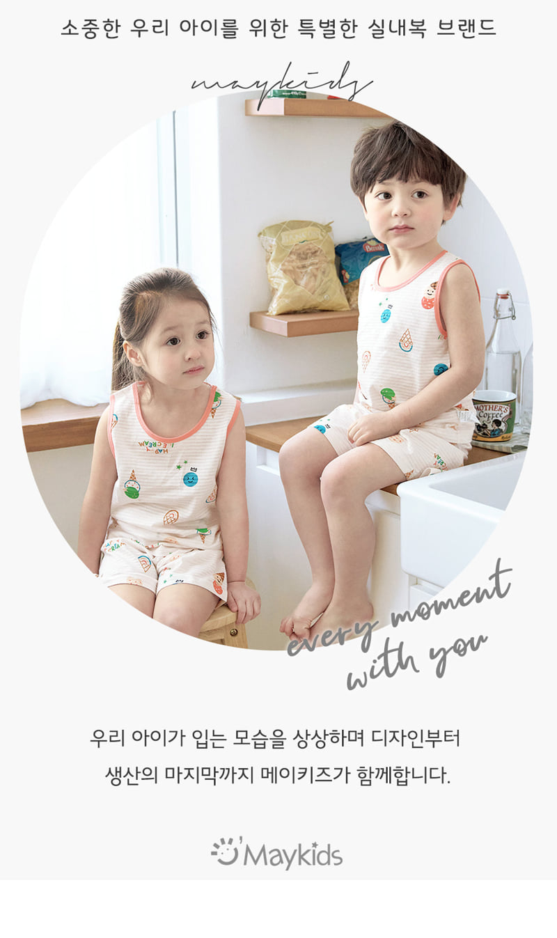 Maykids - Korean Children Fashion - #toddlerclothing - Ice Polka Sleeveless Easywear