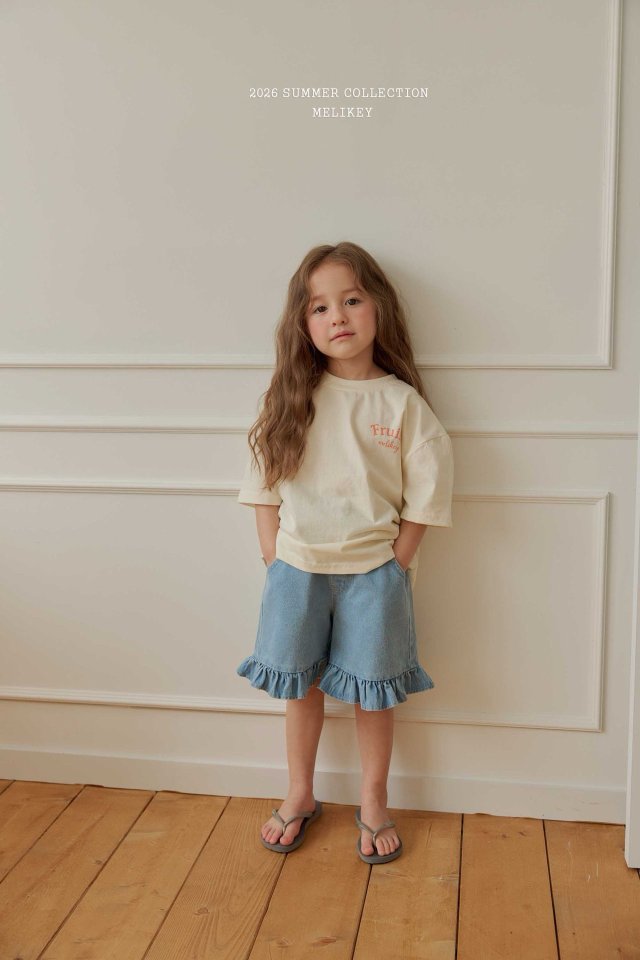 Melikey - Korean Children Fashion - #Kfashion4kids - Frill Denim Shorts - 7