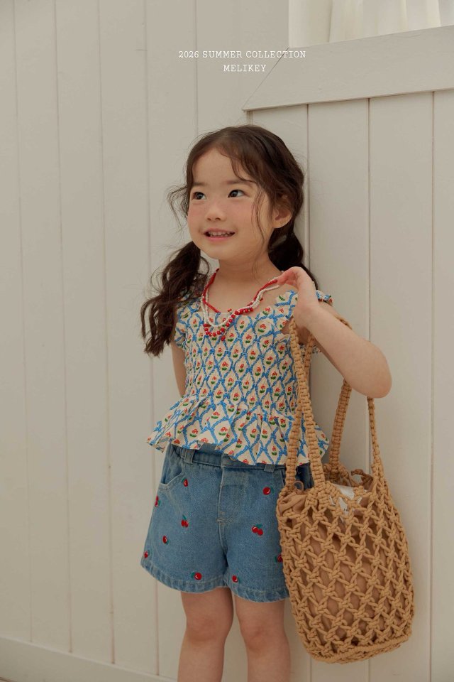 Melikey - Korean Children Fashion - #Kfashion4kids - Cherry Ribbon Tuck Blouse - 9