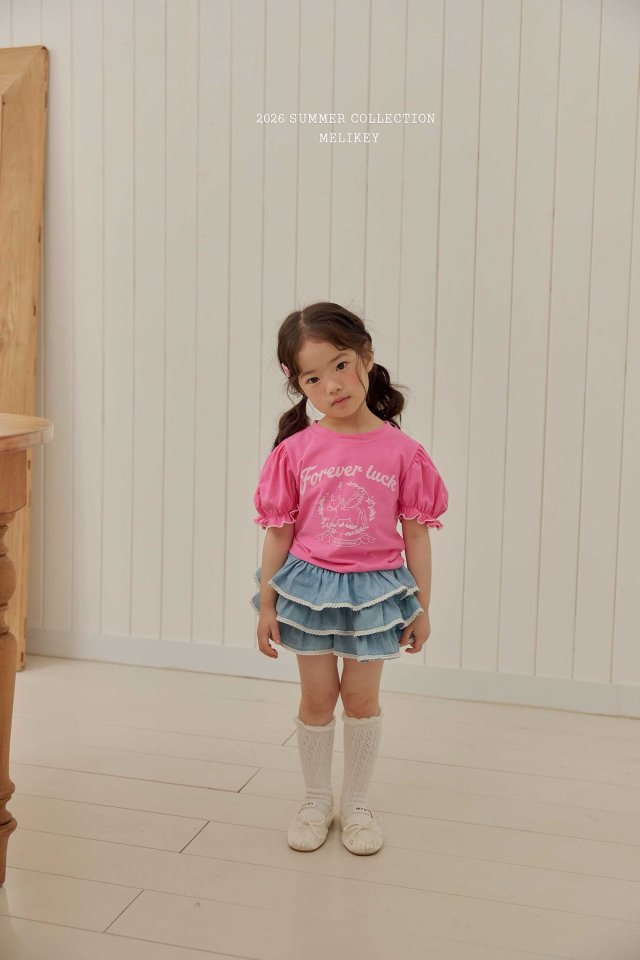 Melikey - Korean Children Fashion - #childofig - Lace Denim Cancan Skirt - 5