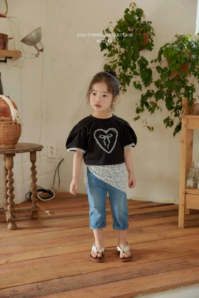 Melikey - Korean Children Fashion - #childofig - Heart Ribbon Tee - 6