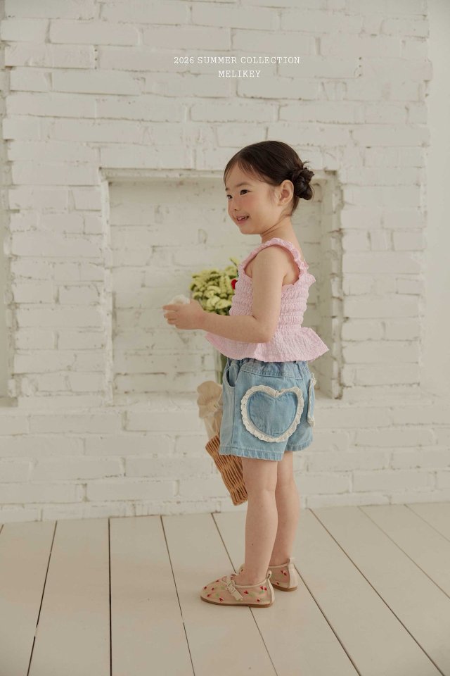 Melikey - Korean Children Fashion - #stylishchildhood - Heart Denim Shorts - 4