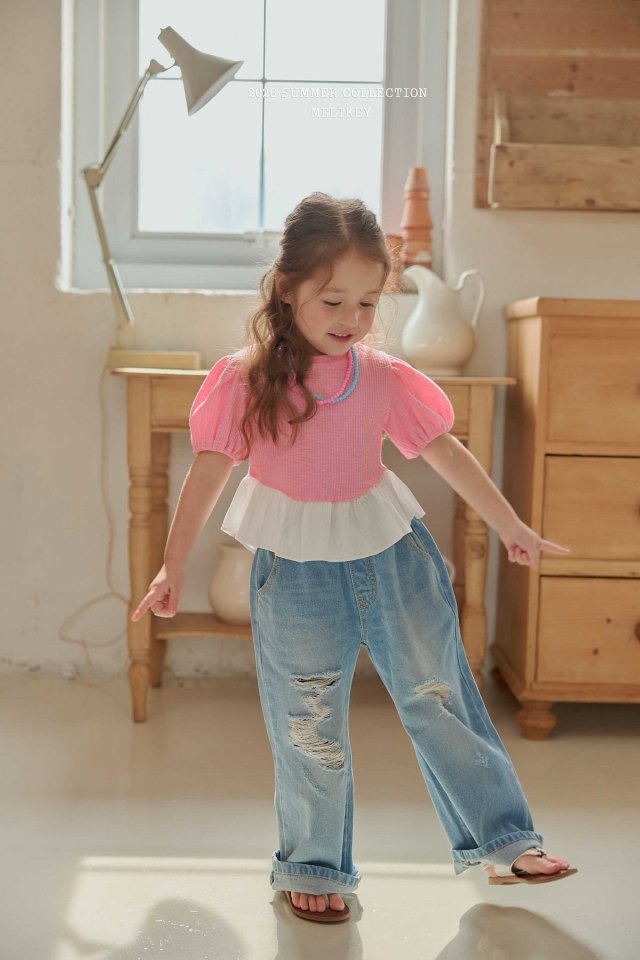 Melikey - Korean Children Fashion - #childofig - Folding Vintage Denim Pants - 3