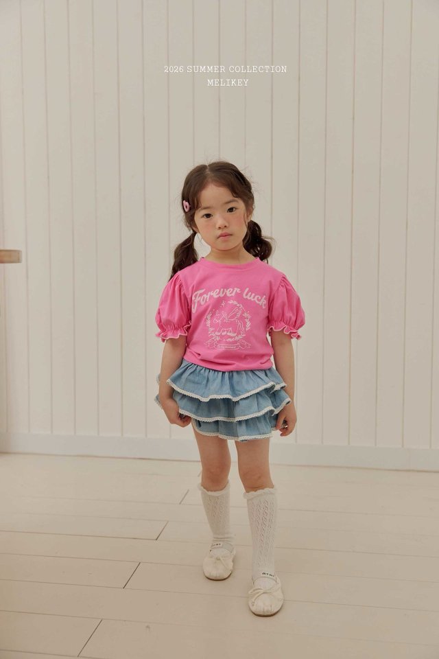 Melikey - Korean Children Fashion - #childrensboutique - Lace Denim Cancan Skirt - 6