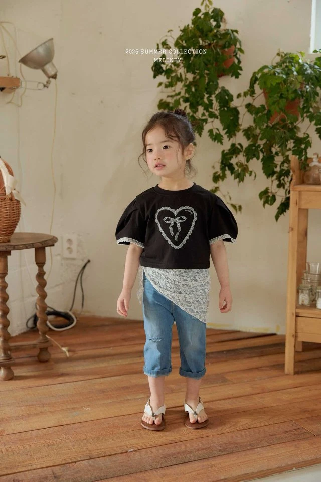 Melikey - Korean Children Fashion - #childrensboutique - Heart Ribbon Tee - 7