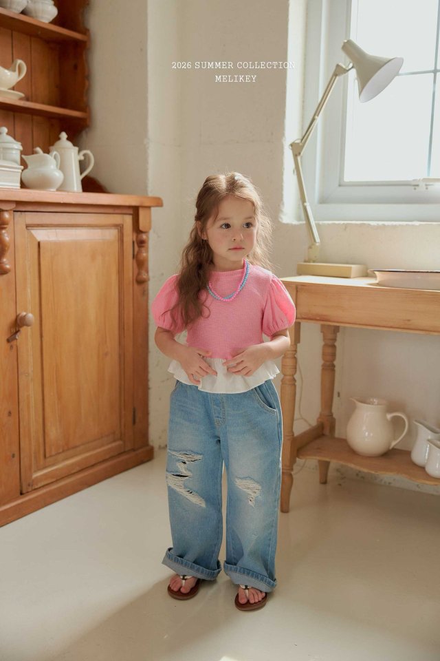 Melikey - Korean Children Fashion - #childofig - Folding Vintage Denim Pants - 4