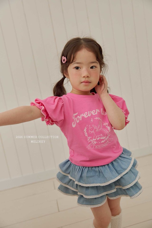Melikey - Korean Children Fashion - #designkidswear - Lace Denim Cancan Skirt - 7