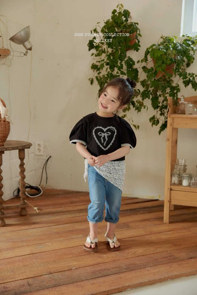 Melikey - Korean Children Fashion - #designkidswear - Heart Ribbon Tee - 8