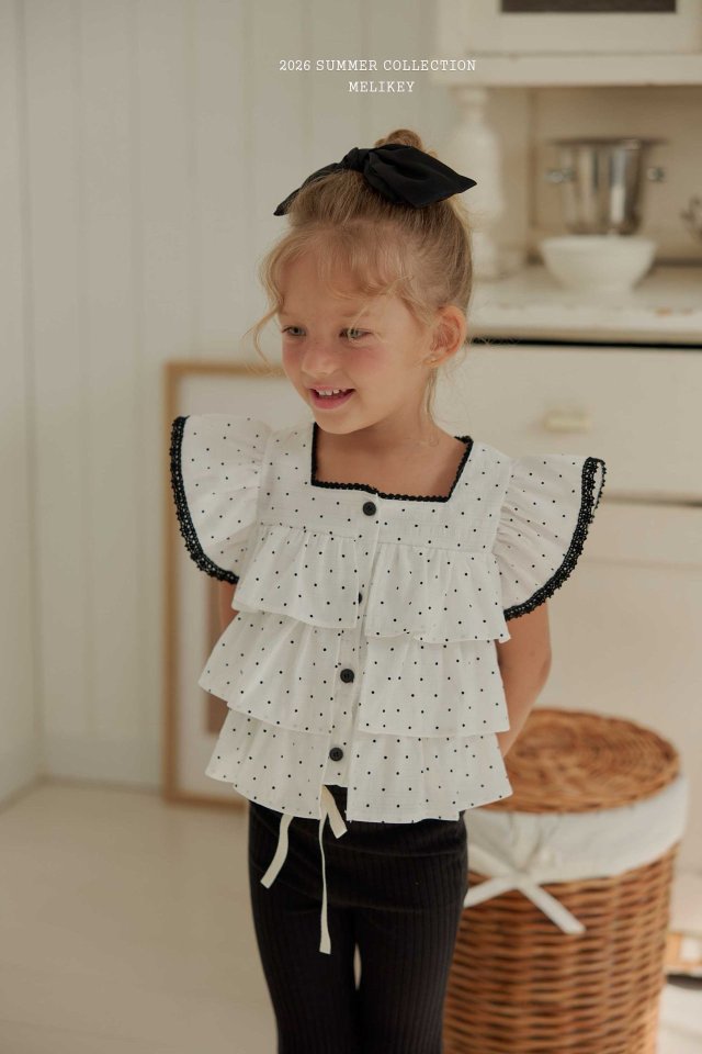 Melikey - Korean Children Fashion - #discoveringself - Dot Cancan Sleeveless Blouse - 5