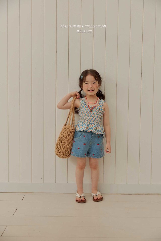 Melikey - Korean Children Fashion - #designkidswear - Cherry Ribbon Tuck Blouse - 4