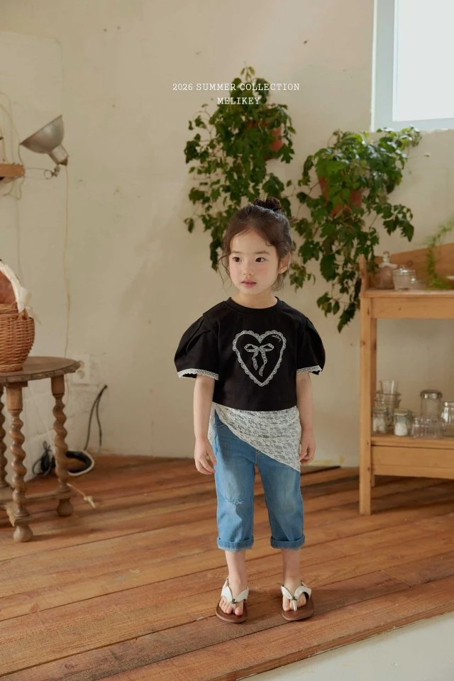 Melikey - Korean Children Fashion - #discoveringself - Heart Ribbon Tee - 9