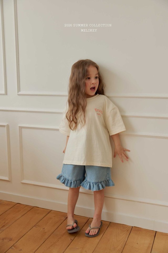 Melikey - Korean Children Fashion - #fashionkids - Frill Denim Shorts - 3